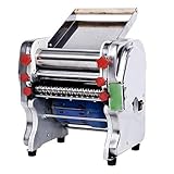 FACAZ Nudelmaschine -220V Edelstahl Kommerzielle Elektrische Nudelmaschine Teigroller Nudelschneidemaschine Nudelherstellung Manuelle Nudelmaschinen (Color : Silver, Size : 33X35X42CM)