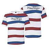 itachigo Brief Logo Bedruckt T-Shirt bunt unregelmäßig gestreiftes Top Kurzarm Rundhalsausschnitt B