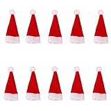 10 x Mini-Weihnachtsmann-Mützen, Weihnachtsmann-Mütze, Weihnachtsdekoration, Lutscher-Topper, Überzug