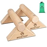 MONTOP Liegestützgriffe Holz, Abnehmbar Parallettes, rutschfeste Push-Up Bars, Push Up Handles mit Tragbar, Handstandbarren Indoor & Outdoor für Krafttraining/Calisthenics/Körpergewichtstraining/Yog