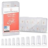 MAISON ROCHELLE® 500er Nageltips Set [inkl. Anleitung] für French Nails I Acrylic French Nail Tips I Plastik Nägel Tips, Nagel Tips, Fingernägel Tip