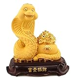 Chinesische große goldene Harz Feng Shui Zodiac Schlange Statuen Home Office Tischplatte Dekor Figur Geschenksammlung Ziehen Sie Reichtum und viel Glück Skulptur, S