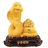 Chinesische große goldene Harz Feng Shui Zodiac Schlange Statuen Home Office Tischplatte Dekor Figur Geschenksammlung Ziehen Sie Reichtum und viel Glück Skulptur, S