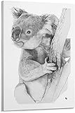 LGHLJ Leinwand Bilder Koala Bleistiftzeichnen Poster and Modern GemäldePrints Poster Pictures Deko   60x90cm x1 R