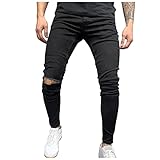 WSAD Herren Jeans Chino Cargo Hose Stretch Jeanshosen Jogger Chinohose Freizeithose Stretch Slim fit Outdoor Einfarbige Arbeitshose (Black, M)