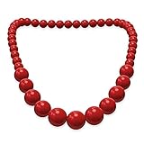 SoulCats®Perlenkette Acryl rot schwarz weiß Perlen Halskette Kette, Farbe: