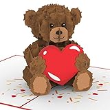 papercrush® Pop-Up Karte „Teddy mit Herz“ - Süße 3D Geburtstagskarte für Kinder, Frau oder Freundin - Liebeskarte mit Teddybär zum Hochzeitstag oder Geburtstag, Ich Liebe Dich Karte für S