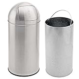 SVITA Mülleimer mit Push Klappe Edelstahl Küchen-Eimer Abfalleimer silber (35 Liter)