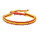 BDM Geflochtenes Armband in den Farben der spanischen Flagge, Armband Rot und Gelb, ein modisches Unisex-Accessoire für Damen und Herren mit verstellbarem Verschluss am Handgelenk