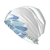 Aidoeasy Men's Unisex Adult Knit Hat Cap Balaclava Waterlilies Flowers and Dragonflies Simplistic Design Eco Nature Theme Artwork