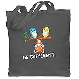 Shirtracer Sprüche Statement mit Spruch - Be Different Roter Panda Vögel - Unisize - Dunkelgrau - Geschenk - WM101 - Stoffbeutel aus Baumwolle Jutebeutel lange Henk