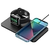 Wireless-Ladegerät, 2-in-1, kabelloses Ladegerät, kompatibel mit iPhone 12/11/X/XR/XS/8 und Galaxy S21/S20/S10/S9, Pad/Docking, kabelloses Ladegerät für iW