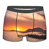 Herren Boxershorts,Erstaunlicher Sonnenuntergang an der Marina von Neapoli Town i,Herrenunterwäsche Performance atmungsaktiv mit weichem Stoff und elastischen Gürteltaschen,Boxershorts für Herren M