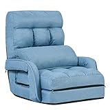 COSTWAY Klappsofa verstellbar, Bodenstuhlsofa gepolstert, Liegebett mit Armlehnen und Kissen, für Zuhause und Büro (Blau)