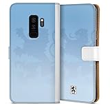 DeinDesign Klapphülle kompatibel mit Samsung Galaxy S9 Plus Duos Handyhülle aus Leder weiß Flip Case TSV 1860 München Offizielles Lizenzprodukt Log