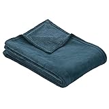 Ibena Olbia Decke 150x200cm – Kuscheldecke Petrol, Sofadecke aus kuschelig weichen Mik