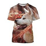 Herren Damen Sommer Casual Kurzarm Tops Tier Kurzarm T-Shirt 3D Druck T-Shirt, beige, XXX-Larg