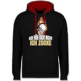 Shirtracer Nerd Geschenke - Ich hör Dich Nicht Ich zocke Totenkopf weiß - M - Schwarz/Rot - Nerd - JH003 - Hoodie zweifarbig und Kapuzenpullover für Herren und D