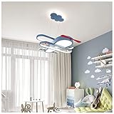 GIVROLDZ LED Kinder Pendelleuchte Flugzeug Lampe, Stufenlos Dimmbar Cartoon Hängelampe mit Fernbedienung für Kinderzimmer, Schlafzimmer, Babyzimmer, Kindergarten,Blue 23.6in,Dimmab
