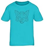 ShirtStreet Fox Kids Kinder T-Shirt mit Polygon Fuchs Motiv, Größe: 110/116,türk