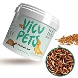 Vicupets - Mehlwürmer getrocknet 5L (800g) Protein Zusatzfutter ideal für Hamster, Vogelfutter, Fische, Reptilien im lichtgeschützten Eimer (5 L (800g))