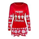 WHSOP Winterkleid Elegant Weihnachtskleid Boho Weihnachten KostüM Partykleid Mit Weihnachtsmuster Minikleider Damen Bodycon Festlich Strickkleid Lose Cocktailkleid Tunika Pulloverk