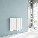 Acezanble Design Heizkörper Flach 600 x 602 mm Weiß Doppellagig Horizontal Paneelheizkörper Seitenanschluss Radiator Heizung für Wohnzimmer 974W