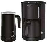 Krups KM3038-5 Filter Kaffeemaschine mit Thermo-Kanne + Elektrischer Milchaufschäumer 150ml, Kaffeeautomat für 10-15 Tassen Kaffee, Thermoskanne mit 1 Liter Fassungsvermögen, bis zu 4 Stunden Heiß