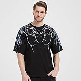 KAL'ANWEI Streetwear Dark Blitz T-Shirt Hip Hop Männer Harajuku T-Shirt Kurzarm Baumwolle T-Shirt Mode Schwarz Tops T-Shirts Hiphop-Schwarz_S