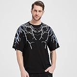 KAL'ANWEI Streetwear Dark Blitz T-Shirt Hip Hop Männer Harajuku T-Shirt Kurzarm Baumwolle T-Shirt Mode Schwarz Tops T-Shirts Hiphop-Schwarz_S