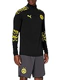 PUMA Herren BVB Stadium 1/4 Zip Top T-Shirt, Black-Cyber Yellow-Away, M