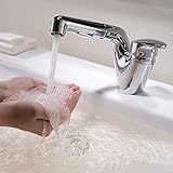 HAOJON Moderne Badezimmer-Waschbecken Kaltwärme-Pull-Armaturen, die neuen Dreh-Pull-Typ-Wasserhähne Multifunktionsdusche Kaltwärme-Waschtischarmaturen Teleskop-Shampoo-W