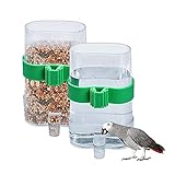 2 Stücke Futterspender Vögel Automatischer Wasserspender Clip Futternapf Trinkflaschen für Vögel Wellensittiche, Nymphensittiche, Papageien (7,5 x 3,2 x 13,4cm)