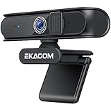 EKACOM Webcam mit Mikrofon, 1080P USB Webkamera für PC, Streaming-Kamera mit Objektivabdeckung und Autofokus, HD-Webcam für Teams, kompatibel mit Windows/Mac/YouTube/Zoom/Skyp