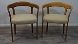 Skandinavischer Designer Sessel Stuhl Beige Stoff Holz Retro 60er 50