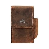 Greenburry Zigarettenetui Leder braun VINTAGE Zigarettenbox mit Feuerzeug