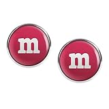 Mylery Ohrstecker Paar mit Motiv Buchstabe m Rot silber 16