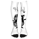 NC Black and White Doodle Animal with Spikes Flowers Hello Quote Funny Fahrradsocken Quarter für Herren & Damen, Radsocken, Bike Socken, Cycling Socks, Rennrad, Mountainbiking, Spinning