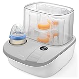 4 in 1 Dampfsterilisator Baby sterilisator Flaschenwärmer mit Trocknungsfunktion 900W, Platz für bis zu 6 Babyfläschen, LCD-Anzeige, Warmhaltefunk