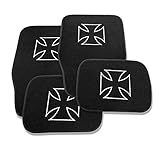 JOM Car Parts & Car Hifi GmbH 20699 Fußmatten mit Iron Cross Motiv 4-teilig