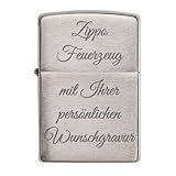 Zippo Benzinfeuerzeug Brushed Chrome inkl. individuelle Gravur windfestes Sturmfeuerzeug Orig