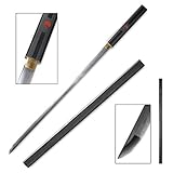 Sword Valley Handmade Katana Japanese Samurai Sword, Anime Sasuke Swords, Kusanagi-no-turugi, Stainless Steel / 1045 medium Carbon Steel, Black