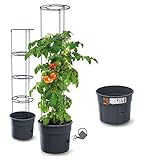 Blumentopf Tomatentopf Topf für Tomatenpflanzen 12L Tomatenzüchter Gesamthöhe 115cm Pflanzen-Aufzucht-Turm mit Rankhilfe Rangitter (Ø 300)