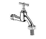 SCHELL 034050699 Auslaufventil / Ventil 1/2'', verchromt , Wasserhahn für Schlauchanschluss (für Ausgußbecken, Waschmaschine) , Oberteil mit Knebelgriff , Schlauchverschraubung , Ob