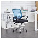 HANJUANDDP Bürostühle, Ergonomischer Bürostuhl, Höhenverstellbarer Computerstuhl 360° Drehstuhl, Atmungsaktiver Mesh-Drehstuhl (Color : Blue+Black)