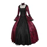 SoLu DAY8 Damen Mittelalter Gothic Kleid Spitze Stickerei Trompetenärmel Bodenlanges Retro Kostüm Gewand Renaissance Viktorianisches Prinzessin Kleidung