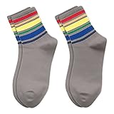 ROERDTRY Weihnachten Mode Warme Unisex Regenbogen Gestreifte Socken Weihnachten Modische Socken mit Regenbogenstreifen Sportsocken Weihnachtssocken (Grau, als Show)