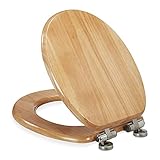 Relaxdays WC Sitz mit Absenkautomatik, ovaler Toilettendeckel mit Quick Release, Klobrille Holz, BxT 37,5 x 46 cm, N
