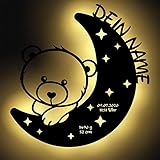 LED Nachtlicht Bär auf Mond mit Name personalisiert I Besondere Taufgeschenke Geschenke zur Geburt und Taufe für Mädchen Junge Jung