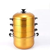 WALNUTA 3-Tier-Edelstahl-Dampfgarer, Multi-Layer-Kessel-Topf mit Griffen auf beiden Seiten, die Arbeit mit Gas, Elektro, Grill Herd Top
